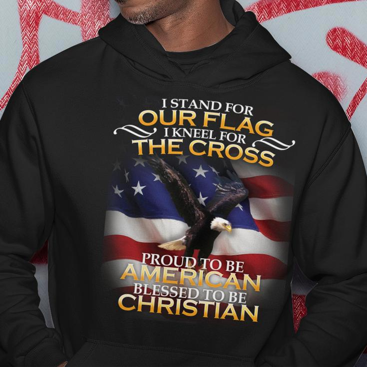 I Stand For Our Flag Kneel For The Cross Proud American Christian Hoodie Personalized Gifts