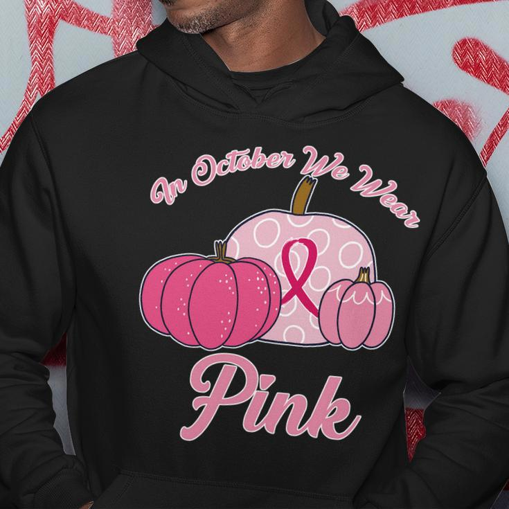 In October We Wear Pink Pumpkin Breast Cancer Tshirt Hoodie Unique Gifts