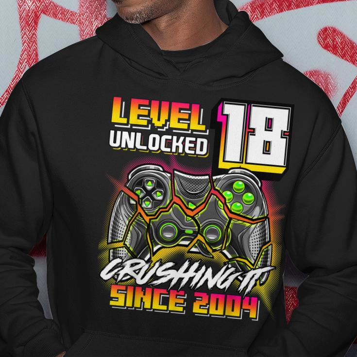 Level 18 Unlocked Crushing It 2004 Video Game 18Th Birthday Hoodie Funny Gifts