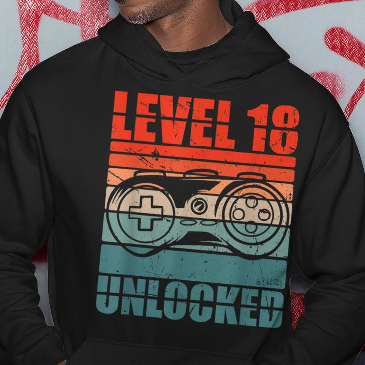Level 18 Unlocked - Video Gamer Boy 18Th Birthday Gaming Hoodie Funny Gifts