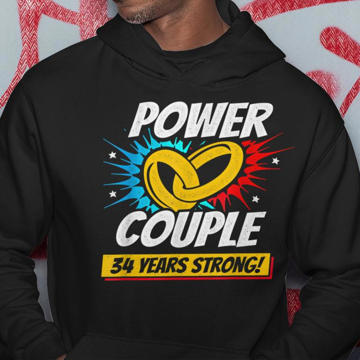 Married 34 Years Power Couple 34Th Wedding Anniversary Hoodie Funny Gifts