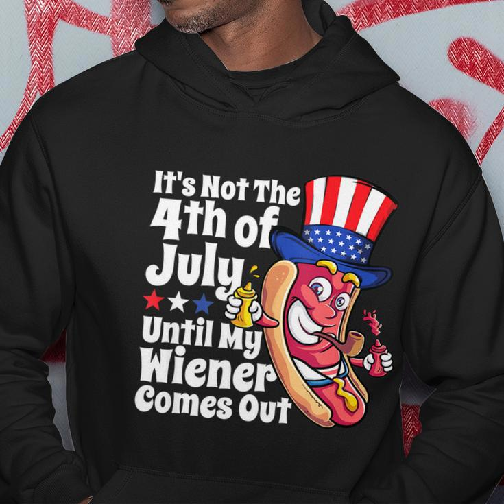Mens Funny 4Th Of July Hot Dog Wiener Comes Out Adult Humor Gift Hoodie Unique Gifts