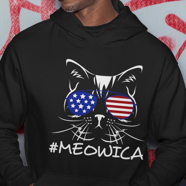 Meowica Glassess American Flag 4Th Of July Cat Day Hoodie Unique Gifts
