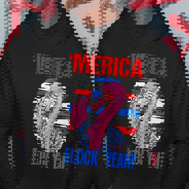 Merica Flock Yeah 4Th July Funny Patriotic Flamingo Hoodie Unique Gifts
