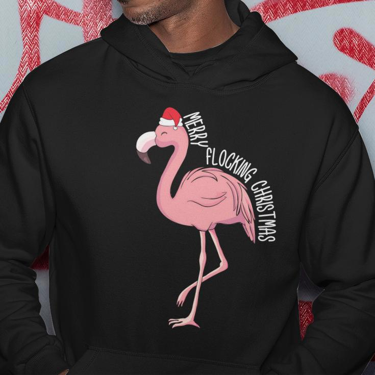 Merry Flocking Xmas Tropical Flamingo Christmas In July Hoodie Unique Gifts