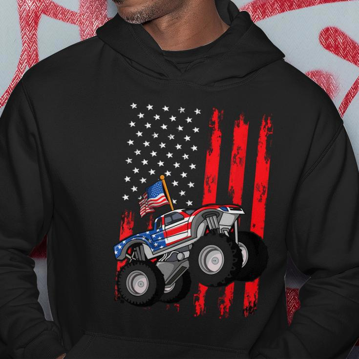 Monster Truck American Flag Racing Usa Patriotic Hoodie Unique Gifts