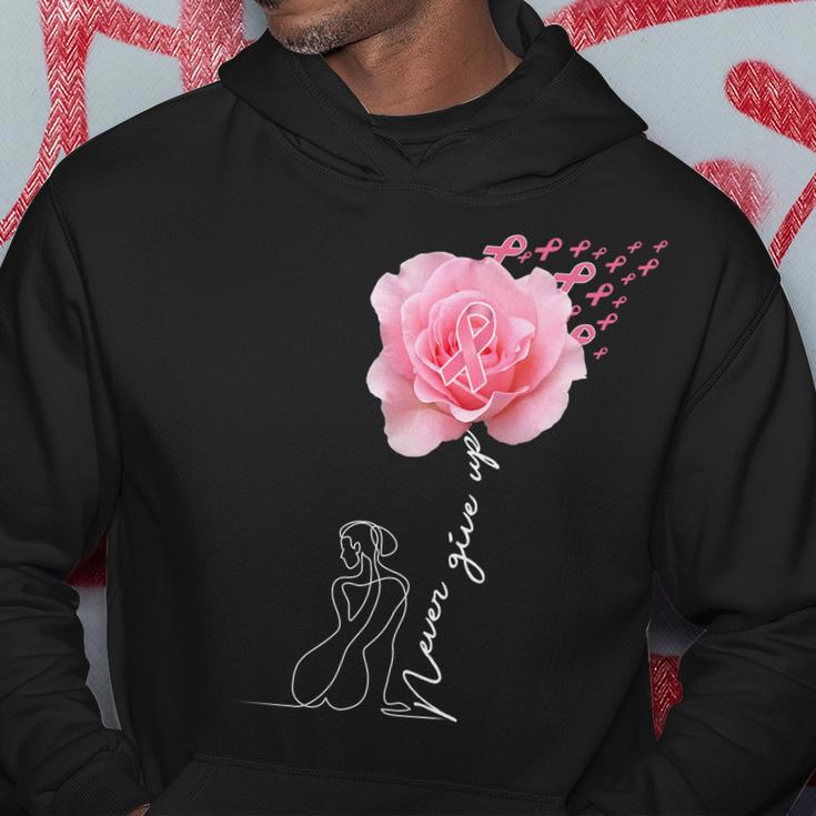 Never Give Up Breast Cancer Rose Tshirt Hoodie Unique Gifts
