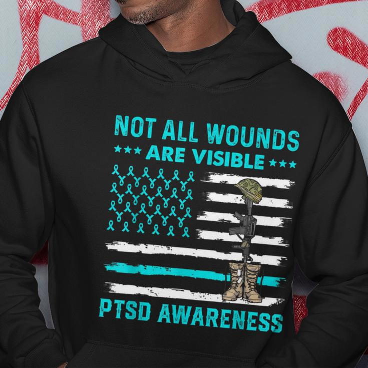 Not All Wounds Are Visible Ptsd Awareness Teal Ribbon Hoodie Unique Gifts