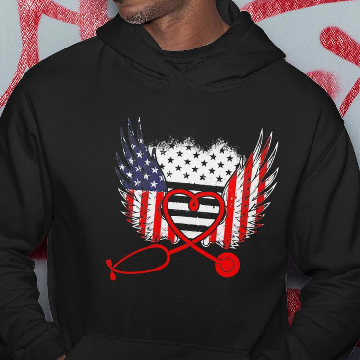 Nurse Wings Usa Flag For 4Th Of July Hoodie Unique Gifts