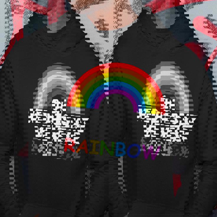 On Wednesday We Wear Rainbow Hoodie Personalized Gifts