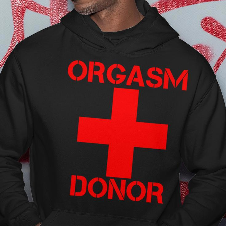 Orgasm Donor Red Imprint Hoodie Unique Gifts