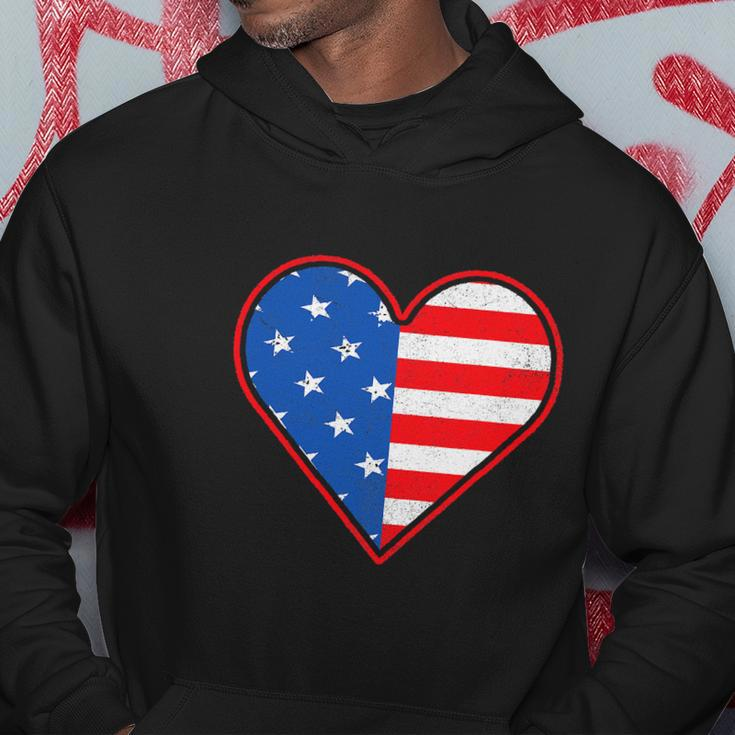 Patriotic American Flag Heart For 4Th Of July Girl Hoodie Unique Gifts