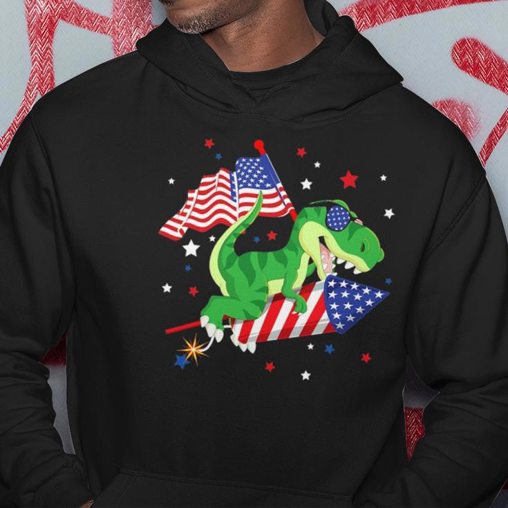 Patriotic Dinosaur Fireworks &8211 Usa American Flag 4Th Of July Hoodie Unique Gifts