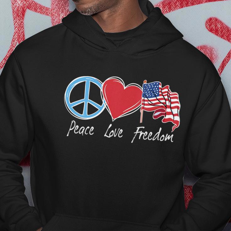 Patriotic Retro Peace Love Freedom Usa Flag 4Th Of July Hoodie Unique Gifts