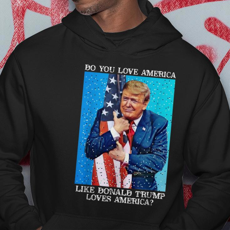 Patriotic Trump Hugging Flag Pro Trump Republican Gifts Hoodie Unique Gifts