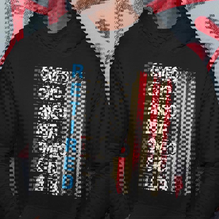Phonetic Alphabet Retired Veteran Retirement Army Military Men Hoodie Personalized Gifts