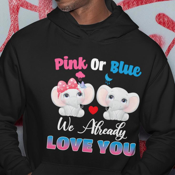 Pink Or Blue We Always Love You Funny Elephant Gender Reveal Gift Hoodie Unique Gifts