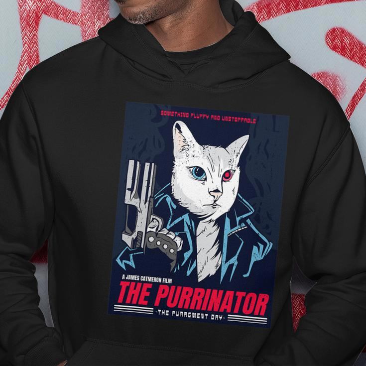 Purrinator Badass Cat Purrgment Day Funny Cat Movie Lovers Hoodie Unique Gifts
