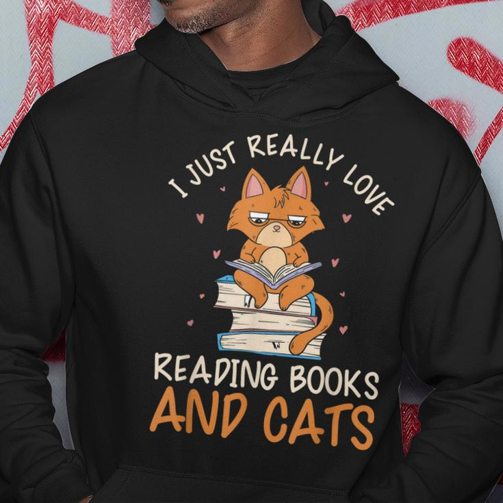 Reading Books And Cats Cat Book Lovers Reading Book Hoodie Personalized Gifts