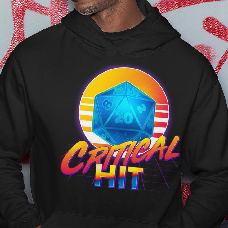 Retro 80S Dnd Critical Hit Hoodie Unique Gifts