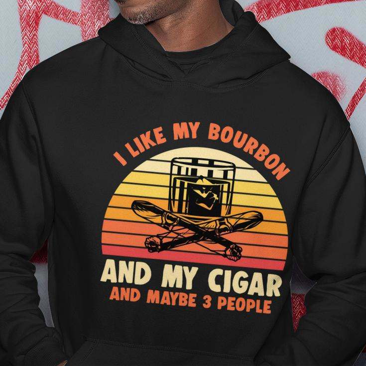 Retro I Like My Bourbon And My Cigar And Maybe Three People Funny Quote Tshirt Hoodie Unique Gifts
