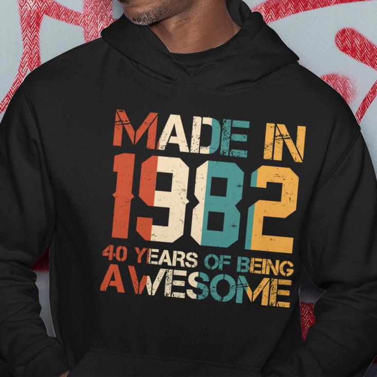 Retro Made In 1982 40 Years Of Being Awesome Birthday Hoodie Unique Gifts