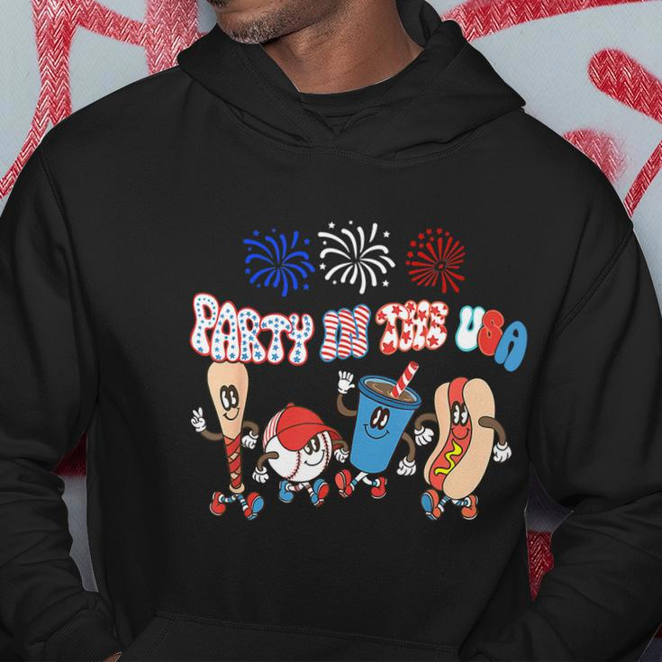 Retro Style Party In The Usa 4Th Of July Baseball Hot Dog Hoodie Unique Gifts