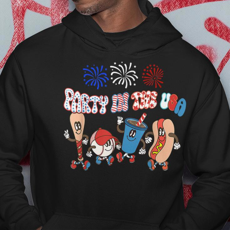 Retro Style Party In The Usa 4Th Of July Baseball Hot Dog V2 Hoodie Funny Gifts