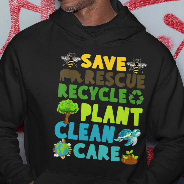 Save Bees Rescue Animals Recycle Plastic Earth Day Planet Funny Gift Hoodie Unique Gifts