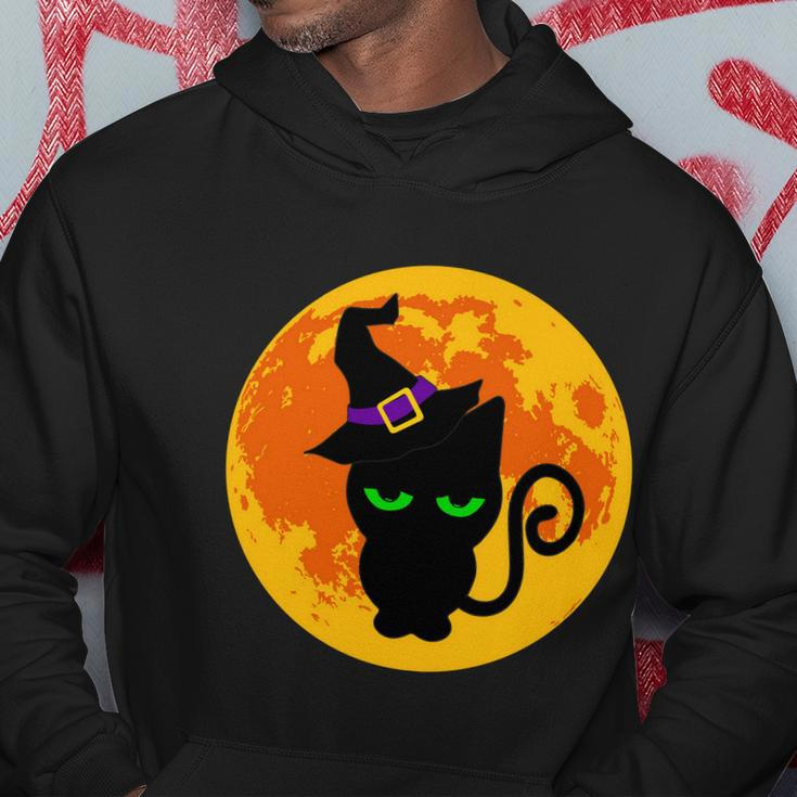 Scary Black Cat Costume Witch Hat Amp Moon Graphics Halloween Quote Hoodie Unique Gifts