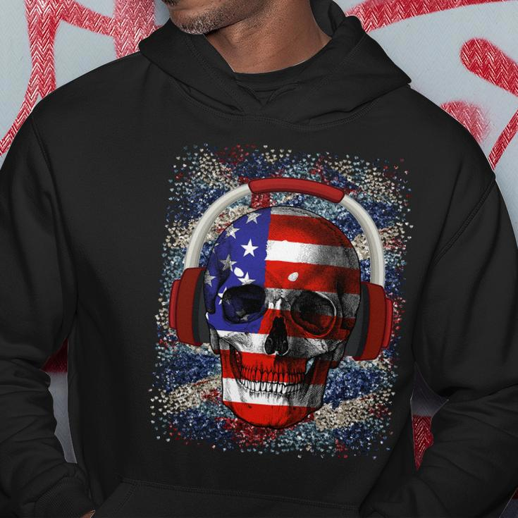 Skull Headphone Usa Flag 4Th Of July Hoodie Unique Gifts