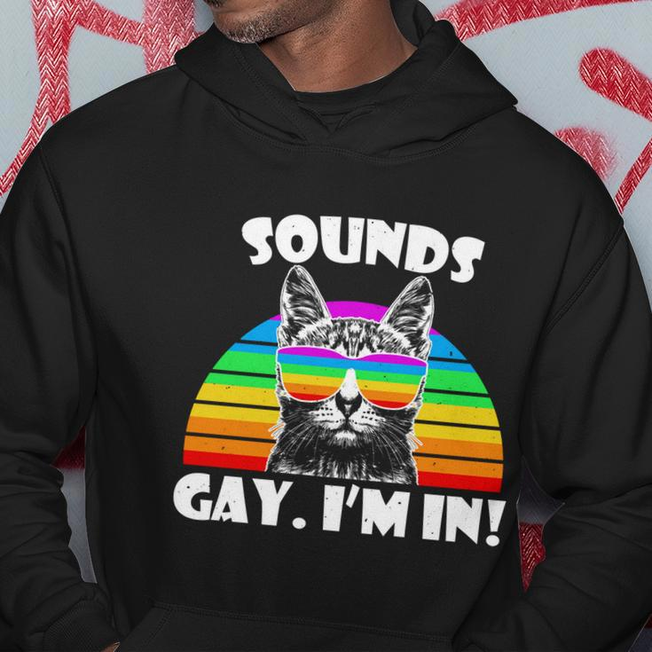 Sounds Gay Im In Rainbow Cat Pride Retro Cat Gay Funny Gift Hoodie Unique Gifts