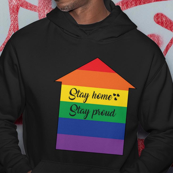 Stay Home Stay Proud Lgbt Gay Pride Lesbian Bisexual Ally Quote Hoodie Unique Gifts