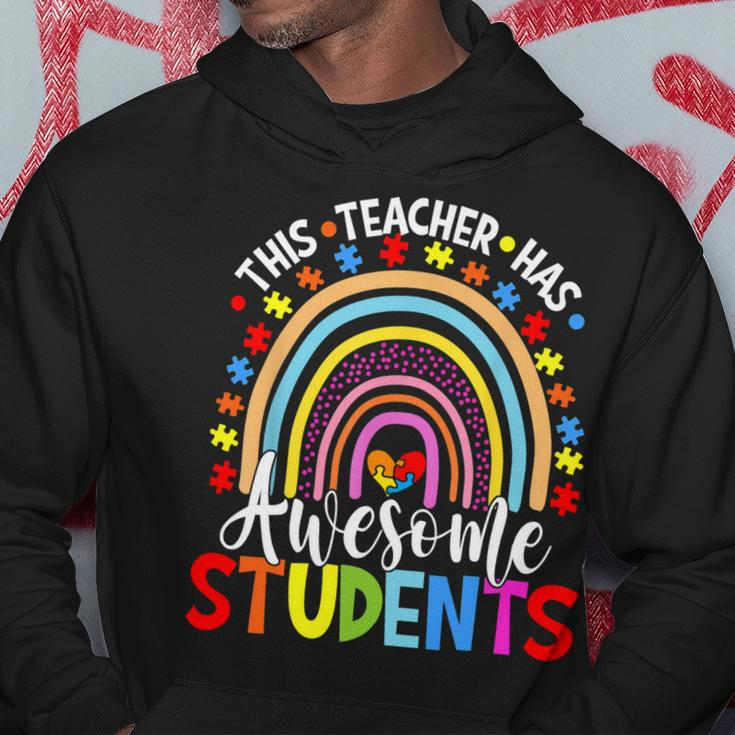 This Teacher Has Awesome Students Rainbow Autism Awareness Hoodie Funny Gifts
