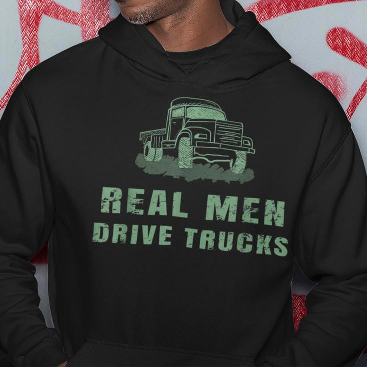Trucker Trucker Real Drive Trucks Funny Vintage Truck Driver Hoodie Funny Gifts