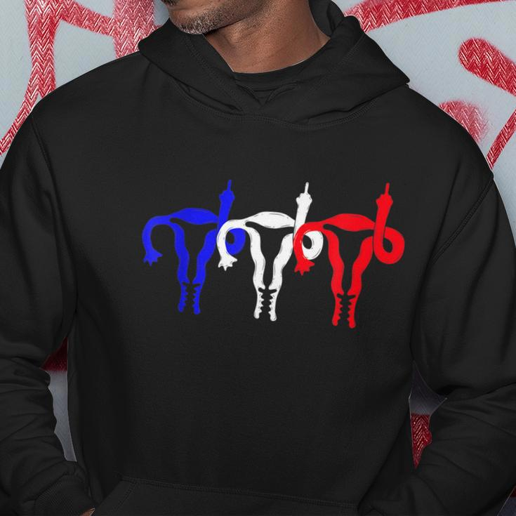 Uterus Shows Middle Finger Feminist Blue Red 4Th Of July Hoodie Unique Gifts