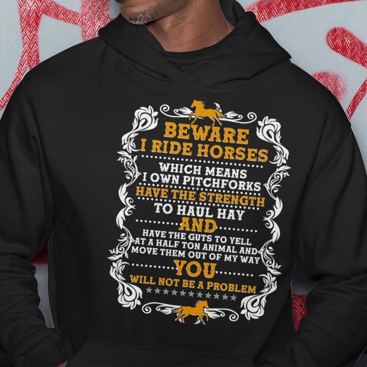 Vintage Beware I Ride Horses Hoodie Unique Gifts