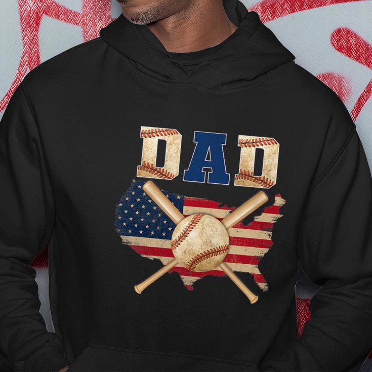 Vintage Proud Baseball Dad Cool 4Th Of July American Flag Hoodie Unique Gifts