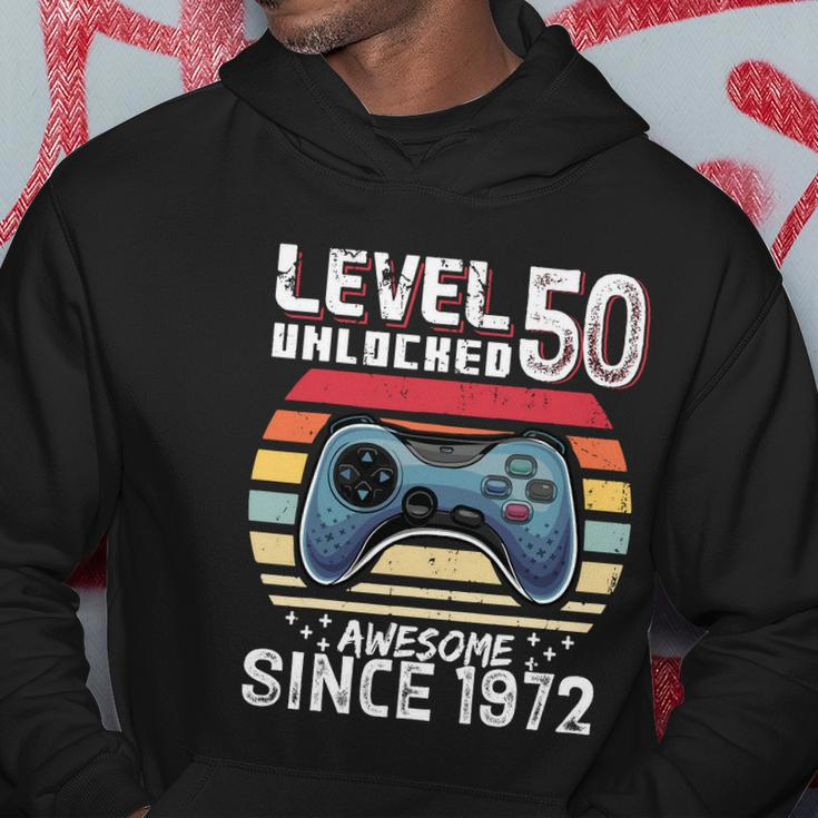 Vintage Video Gamer Birthday Level 50 Unlocked 50Th Birthday Hoodie Unique Gifts