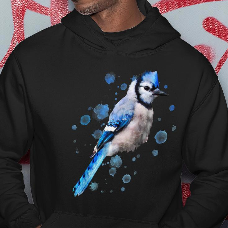 Watercolor Blue Jay Bird Artistic Animal Artsy Painting Hoodie Unique Gifts