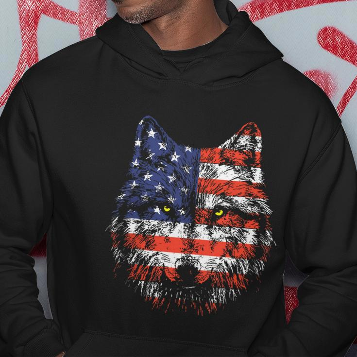 Wolf American Flag Usa 4Th Of July Patriotic Wolf Lover Hoodie Unique Gifts