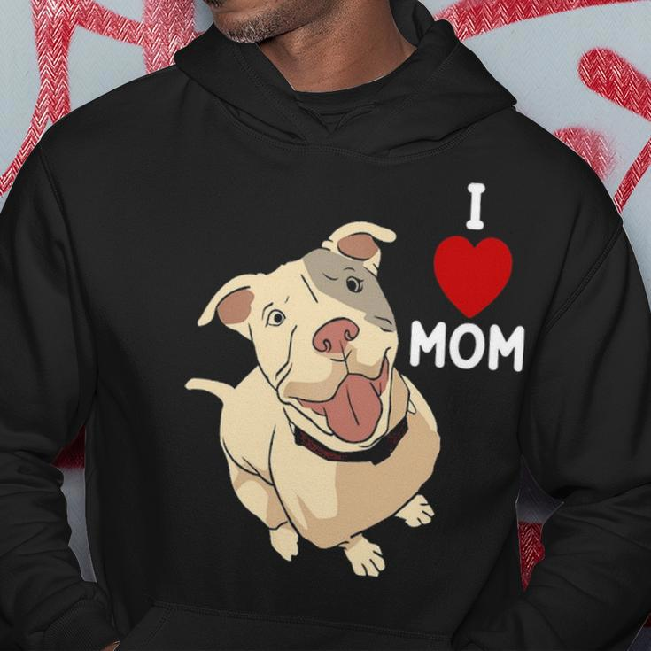 Womens I Love Mom Valentines Day Cute Dog Pitbull Mama V Day Pajama Men Hoodie Personalized Gifts