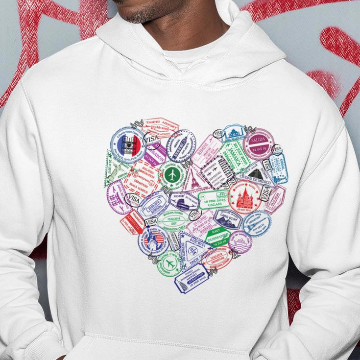 Heart Shaped Passport Travel Stamp Hoodie Unique Gifts