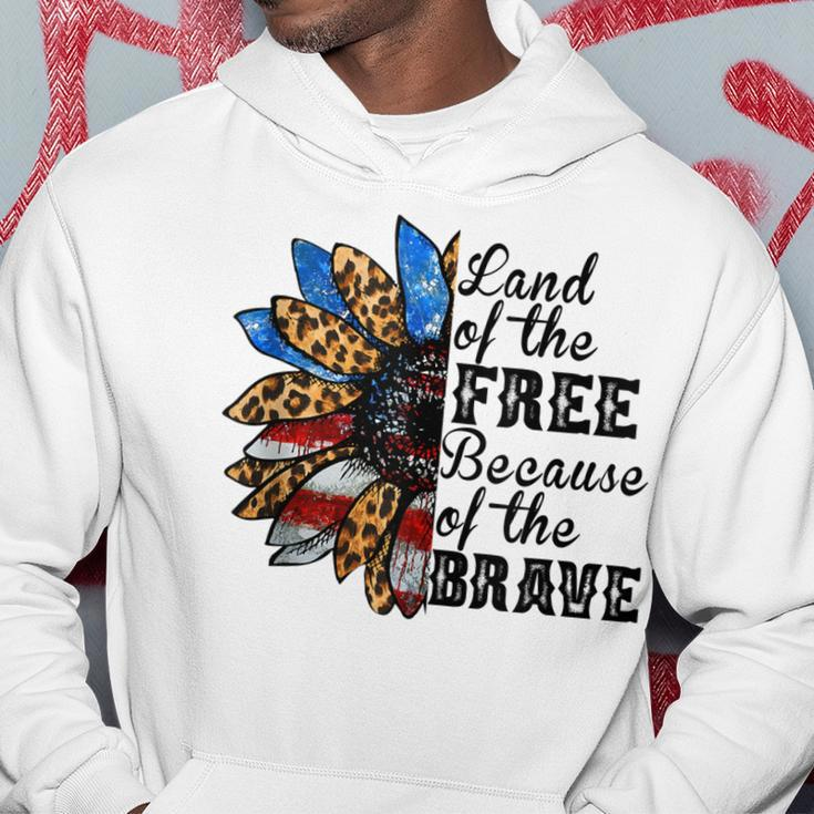 Vintage Usa Flag Sunflower Land Free Because Brave  Hoodie Personalized Gifts