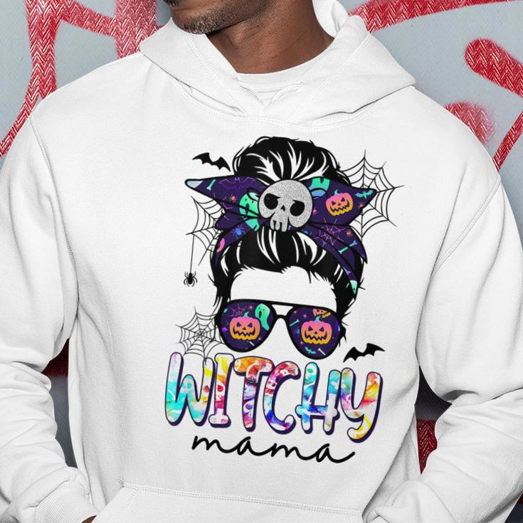 Witchy Mama Messy Bun Hair Women Halloween Vibes Men Hoodie Personalized Gifts