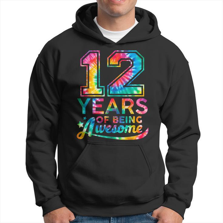 12 Year Of Being Awesome 12 Years Old 12Th Birthday Tie Dye Men Hoodie