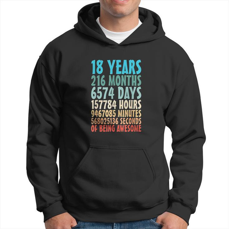 18 Years Of Being Awesome 18 Yr Old 18Th Birthday Countdown Men Hoodie