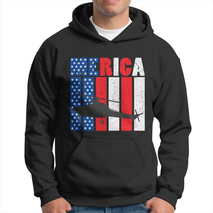 4Th Of July Helicopter American Flag Proud American Hoodie