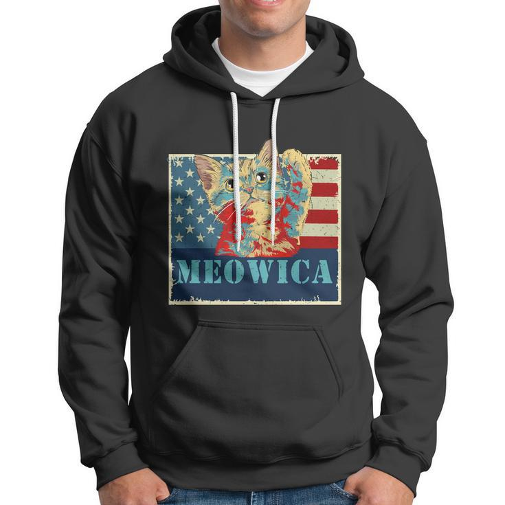 4Th Of July Meowica Cat Us Flag Cat Lover Hoodie