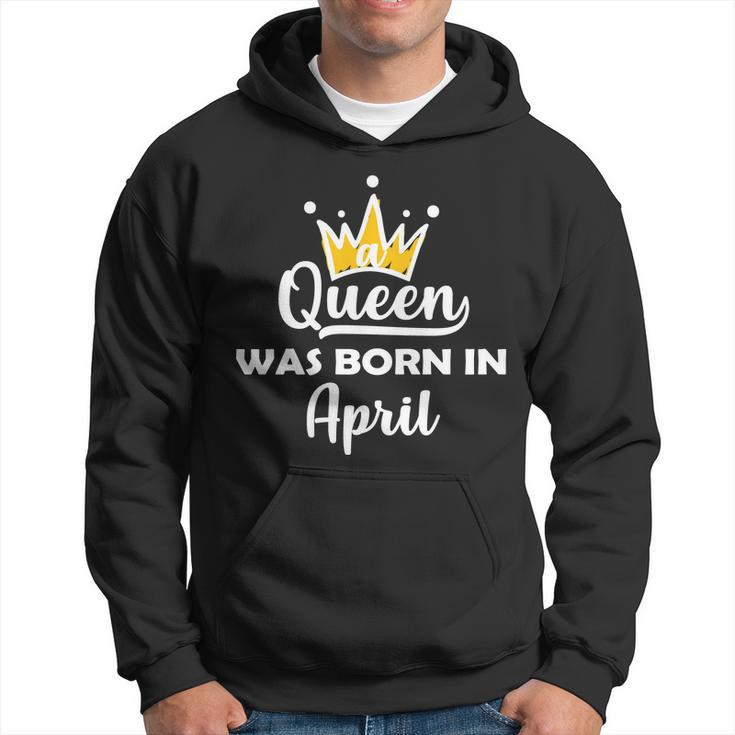 A Queen Was Born In April Birthday Graphic Design Printed Casual Daily Basic Hoodie